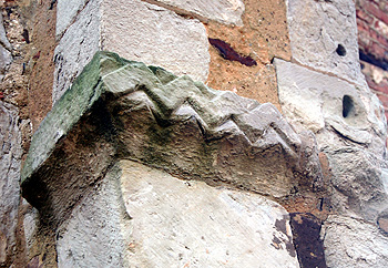 Zigzag work on the south capital of the chancel arch January 2012